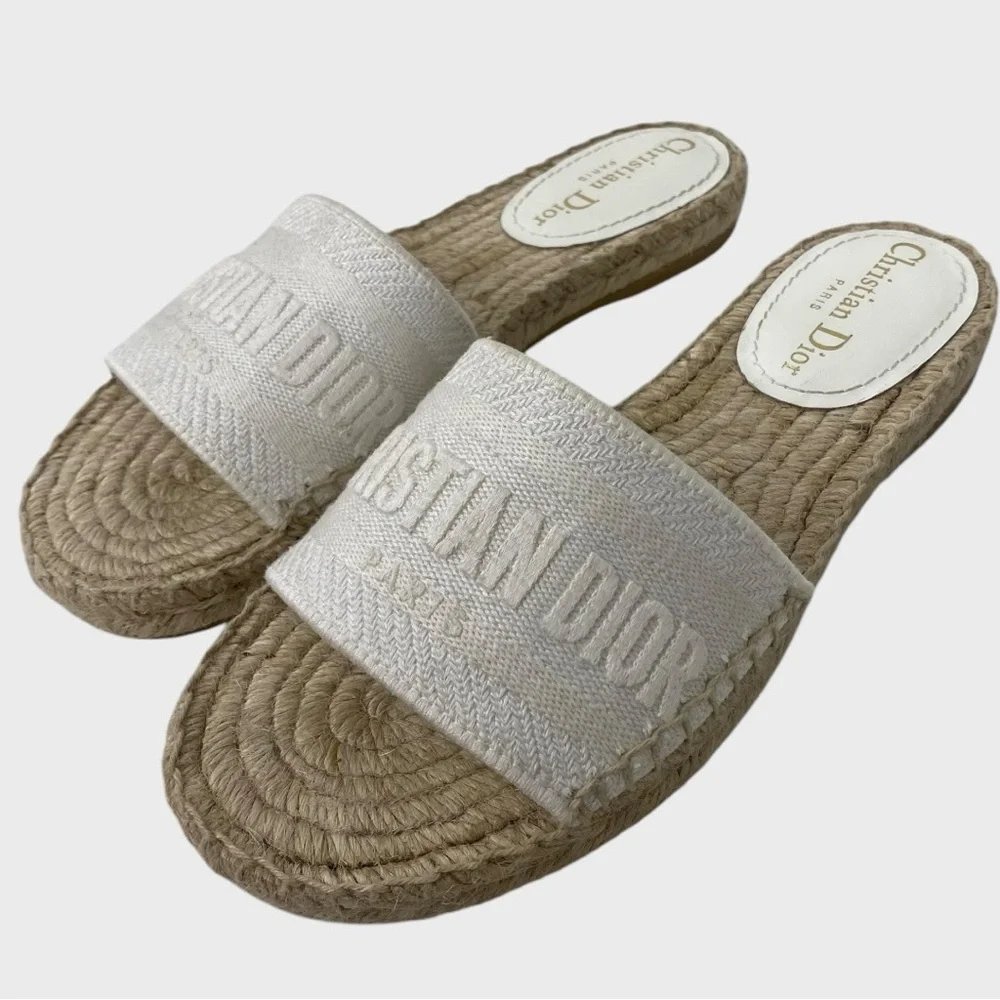 Christian Dior NEW Unworn Cream Granville Espadrille Sandals Size 35